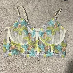 size large backless multicolor floral sheer corset
